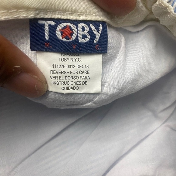 Toby 6-12 month newsboy cap blue and white stripes - Picture 3 of 3